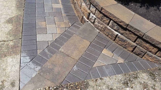 Retaining walls made out of brick pavers or natural stone with pathway Pavers in Portland